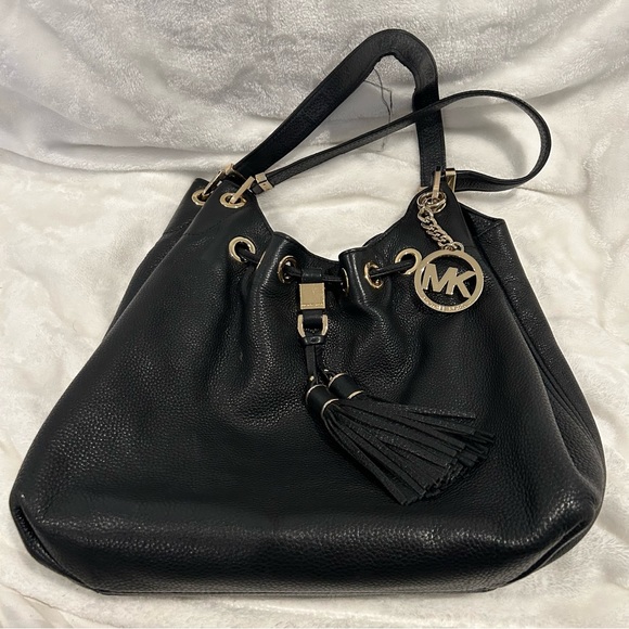 Michael Kors Leather Hobo Bag in Black with Goldtone Hardware - Picture 1 of 4
